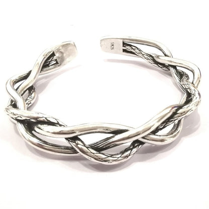 Vintage Jewelry Three-layer Twisted Woven Bangle Bracelet for Men in 925 Sterling Silver