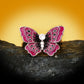 Chinese Jewelry Pink Butterfly Enamel Ring for Women with Zircon in 925 Silver