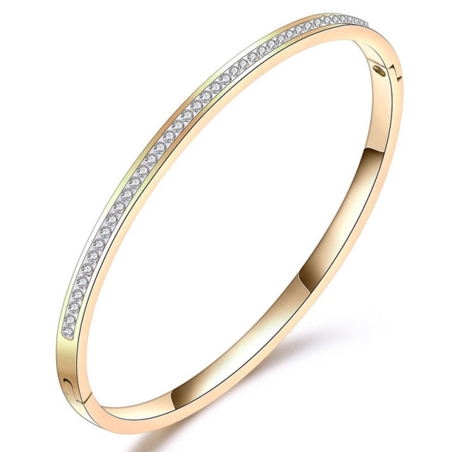 Luxury Jewelry Micro Pave Bangle Bracelet for a Friend with Cubic Zircon in Silver Color