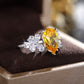 Fashion Jewelry Gorgeous Pear Cut Yellow Zircon Rings with for Women in Silver Color