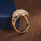 Victorian Jewelry Gorgeous Hollow Cocktail Rings with Zircon for Women in Gold Color