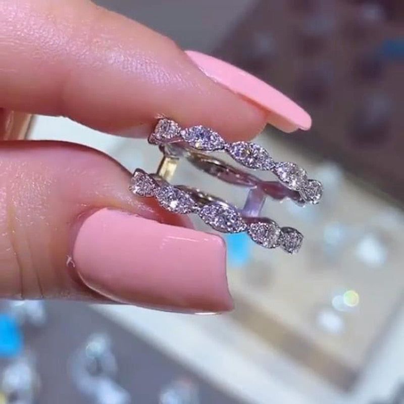 Wedding Jewelry 2Pcs/Set Dazzling Micro Pave Design CZ Bridal Set Ring