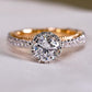 Luxury Two Tone Design Engagement Rings for Women with Zircon in Silver Color