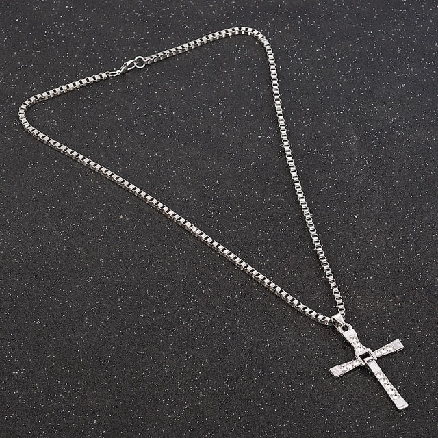 Hip Hop Jewelry Creative Design Cross Pendant Necklace with Rhinestone in Gold Color