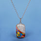 Chinese Style Moire Enamel Pendant Necklaces with Zircon in 925 Sterling Silver