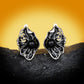 Black Lotus Leaf and Pearl Hoop Earrings for Women in 925 Sterling Silver