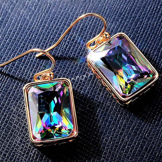 Luxury Jewelry Radiant Cut Zircon Dangle Earrings for Women in Silver Color