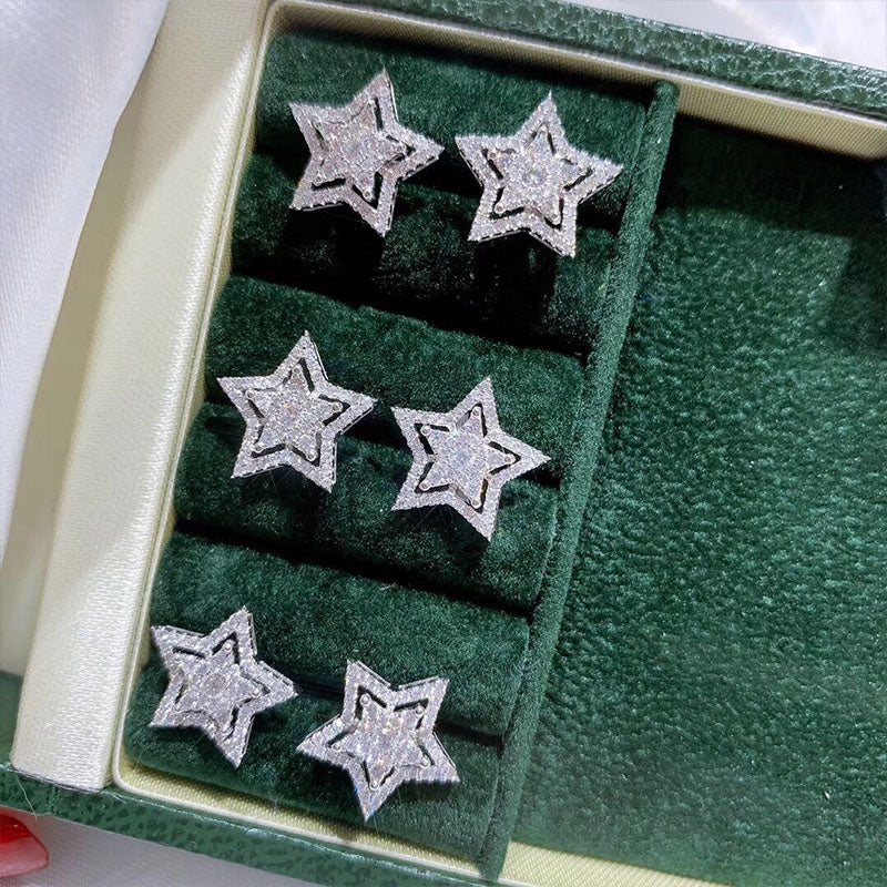 Fashion Jewelry Micro Pave Star Stud Earrings for Women with Cubic Zirconia