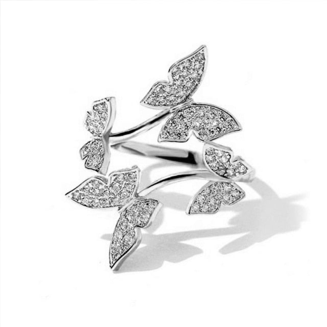Fashion Jewelry Creative Micro Pave Butterfly Fashion Rings for Women
