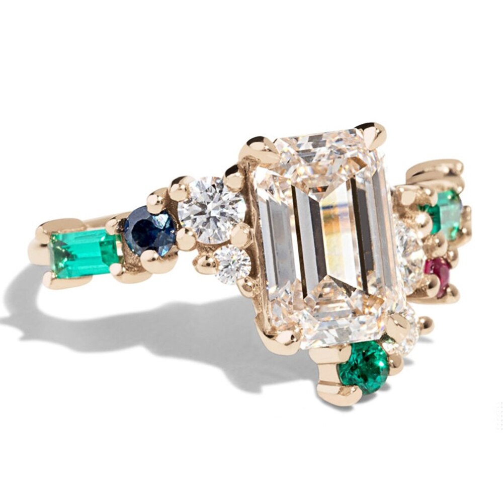 Fashion Jewelry Dazzling Colorful Cubic Zircon Fashion Rings for Women