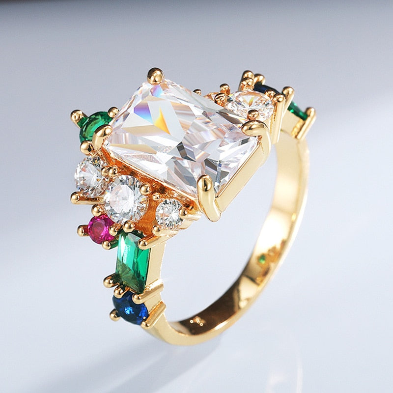 Fashion Jewelry Dazzling Colorful Cubic Zircon Fashion Rings for Women