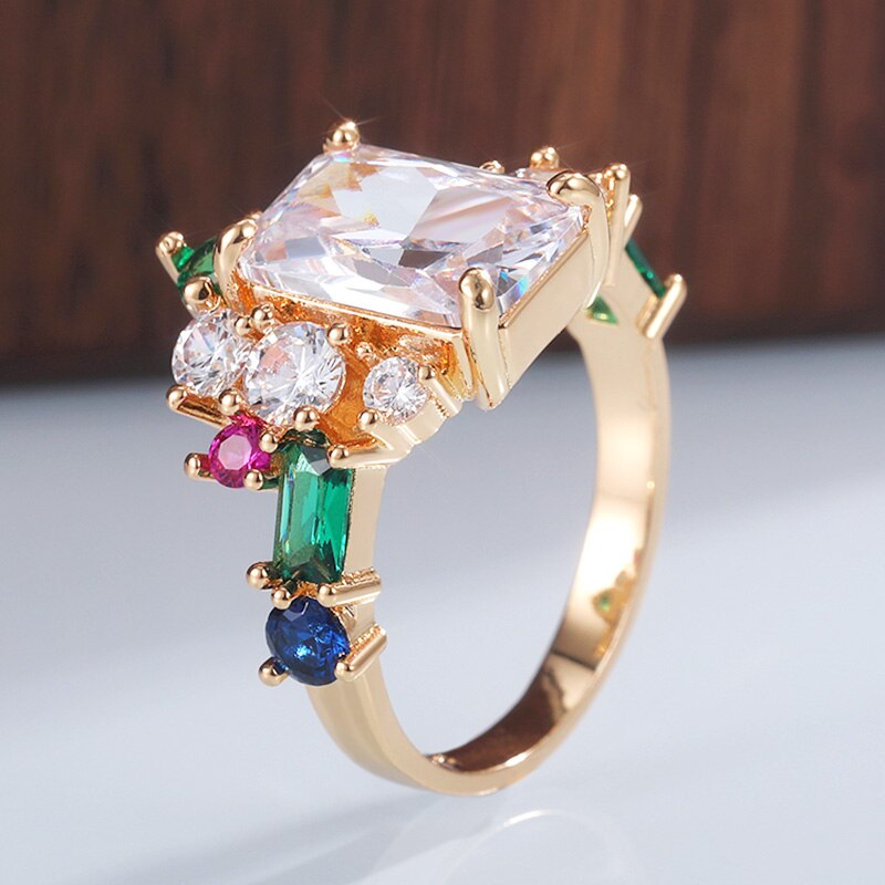 Fashion Jewelry Dazzling Colorful Cubic Zircon Fashion Rings for Women