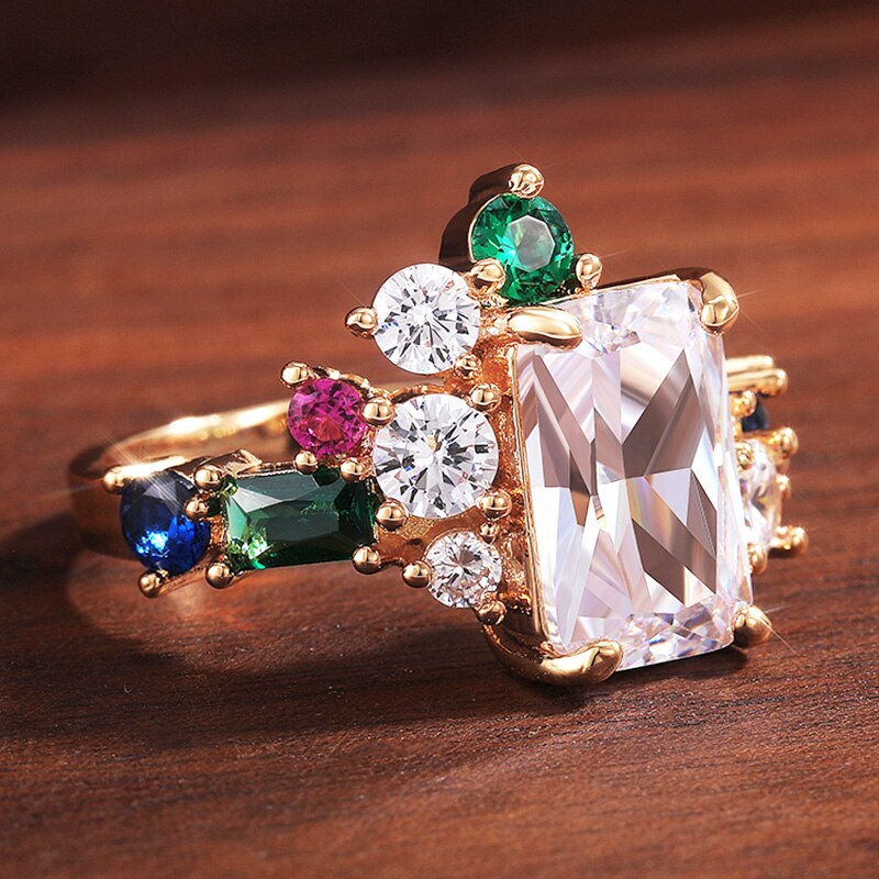 Fashion Jewelry Dazzling Colorful Cubic Zircon Fashion Rings for Women