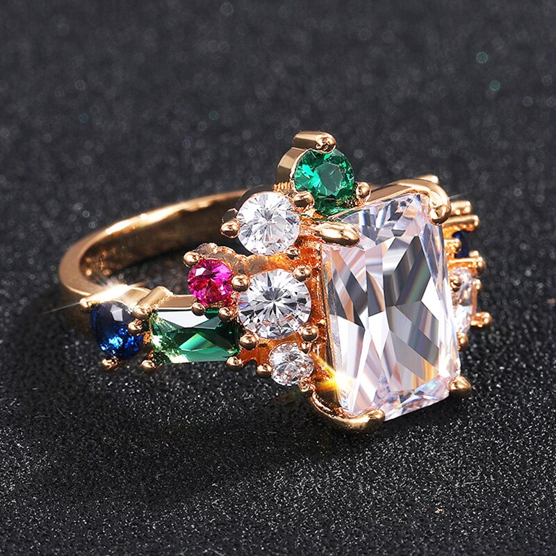 Fashion Jewelry Dazzling Colorful Cubic Zircon Fashion Rings for Women