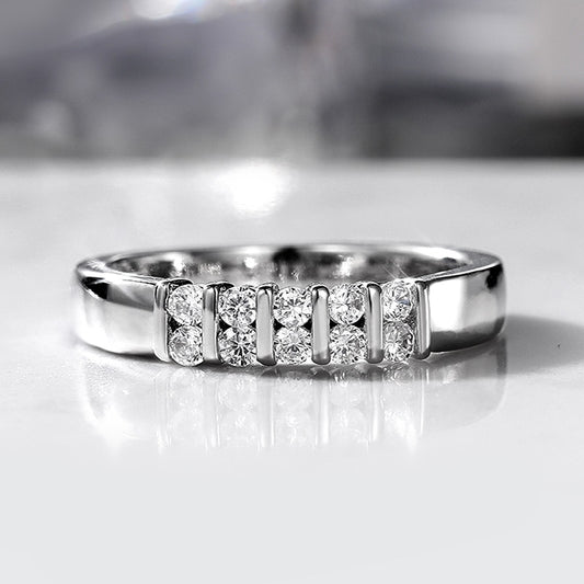 Anniversary Jewelry Luxury Round Cut CZ Anniversary Band Ring in Silver Color