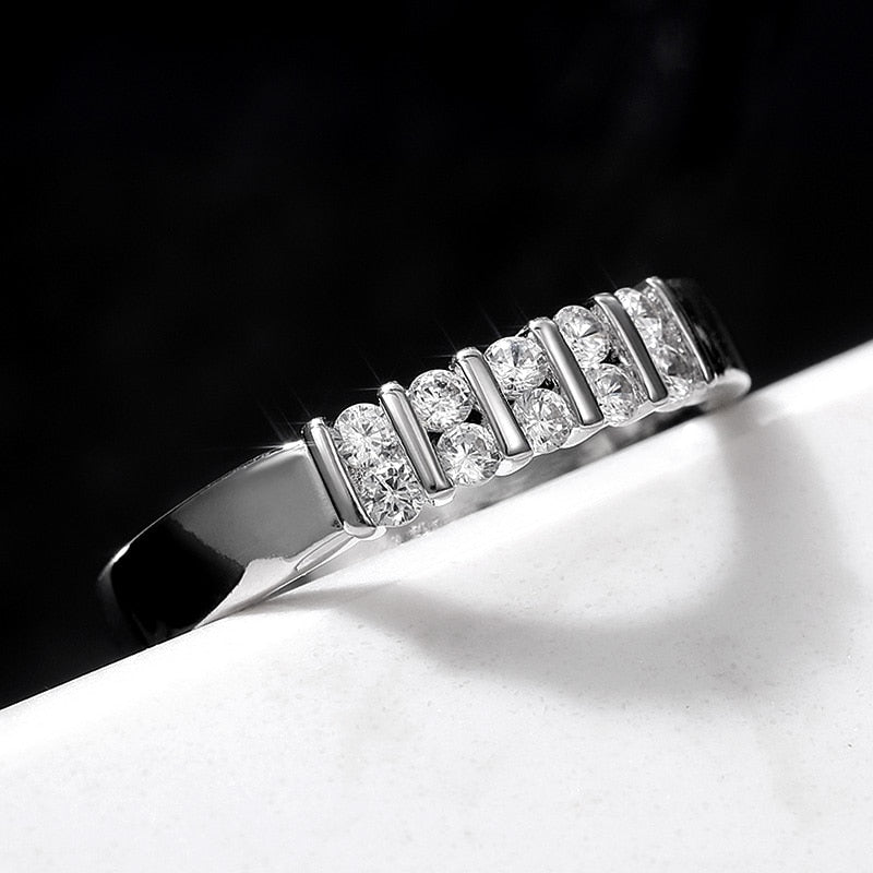 Anniversary Jewelry Luxury Round Cut CZ Anniversary Band Ring in Silver Color