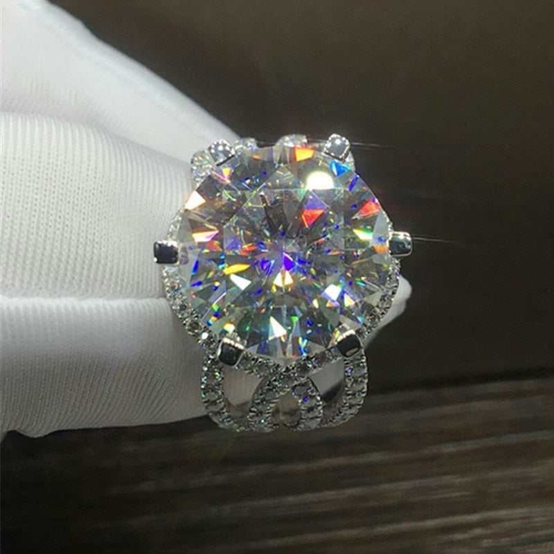 Victorian Jewelry Luxury Shiny Round Cut Cubic Zircon Cocktail Ring for Women