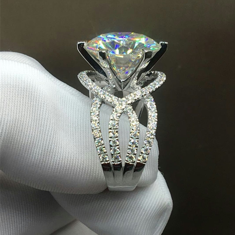 Victorian Jewelry Luxury Shiny Round Cut Cubic Zircon Cocktail Ring for Women