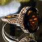 Vintage Jewelry Hollow Black Round Cut Acrylic Cocktail Ring as Party Accessories