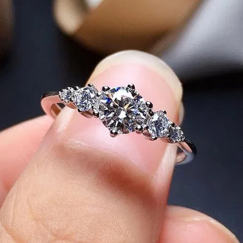 Wedding Jewelry Sweet Round Cut Cubic Zircon Engagement Rings for Bridal