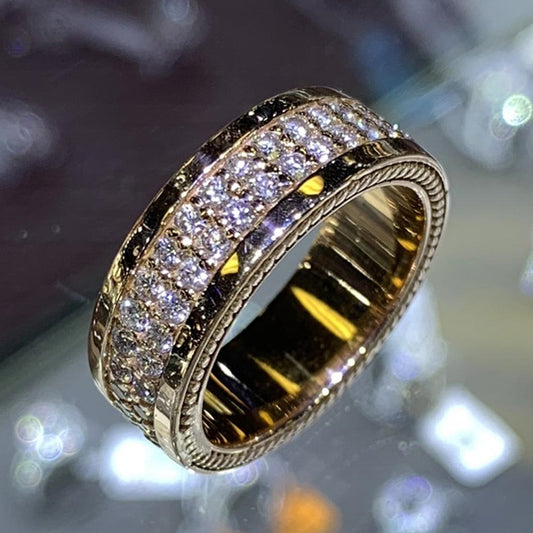 Wedding Jewelry Luxury Dazzling Micro Pave Design Cubic Zircon Band Ring