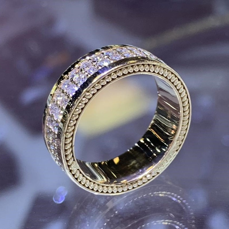 Wedding Jewelry Luxury Dazzling Micro Pave Design Cubic Zircon Band Ring