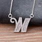 Hip Hop Initial Necklace for Women with Initial A-Z Zirconia in Silver Color