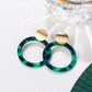 Statement Jewelry Geometric Green Circle Acrylic Dangle Earrings for Women