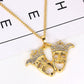 Hip Hop Jewelry Clown Mask Pendant Necklace with Rhinestone in Gold Color
