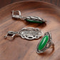 Bohemia Jewelry Oval Green Stone Jewelry Set for a Friend with Zircon in Silver Color