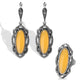 Bohemia Jewelry Oval Yollow Stone Jewelry Set for a Friend with Zircon in Silver Color