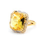 Vintage Jewelry Yellow Cocktail Rings for Women with Cubic Zircon in Gold Color