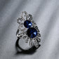 Vintage Jewelry Crystal Rings For Women with  Blue Stone   in Silver Color