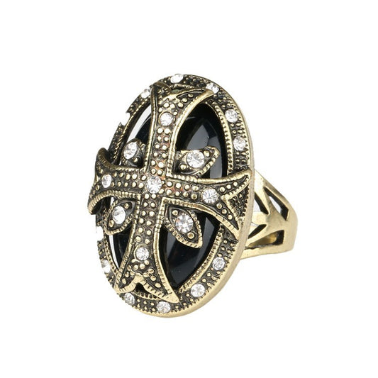 Vintage Jewelry Hot Cross Rings For Women with Crystal in Gold Color