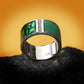 Green Geometric Enamel Ring for Women with Zircon in 925 Sterling Silver