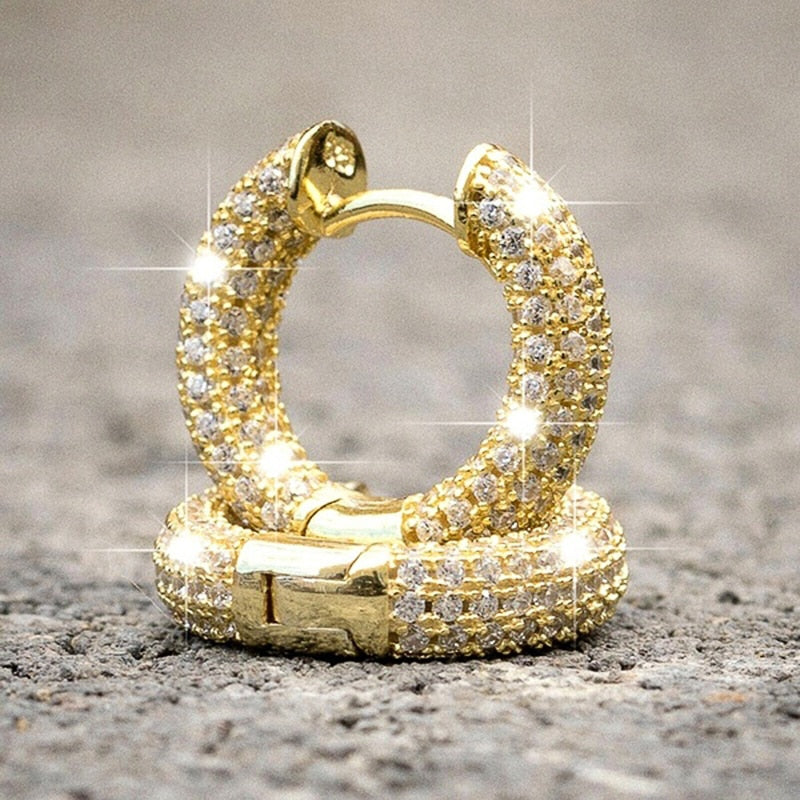 Micro Pave Small Hoop Earrings for Women with Zircon in Silver Color