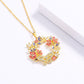 Fashion Jewelry Petite flowers Enamel Pendant Necklaces for Women with Zircon