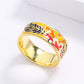 Fashion Jewelry Small Color Flower Enamel Band Ring in 925 Sterling Silver