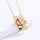 Fashion Jewelry Big Pink Flower Enamel Pendant Necklaces with Zircon in Gold Silver