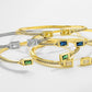 Luxury Jewelry Emerald Cut Crystal Bangle Bracelet for a Friend in Silver Color
