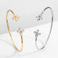 Luxury Jewelry Crystal Flower Bangle Bracelet for a Friend with Zircon in Silver Color