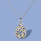 Exquisite Orchid Flower Enamel Pendant Necklaces with Zircon in 925 Sterling Silver