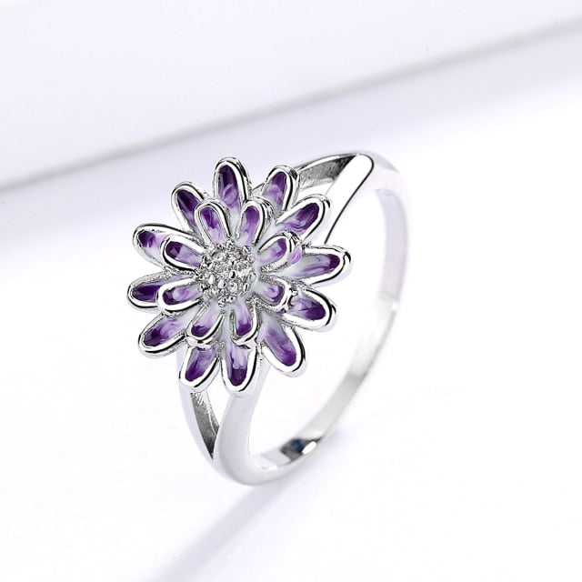Enamel Jewelry Handmade Flower Jewelry Set for Women with Zircon in 925 Silver