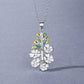Exquisite White Flower  Enamel Pendant Necklaces with Zircon in 925 Sterling Silver