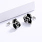 Black Flower Stud Earrings for Women with Zircon in 925 Sterling Silver