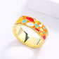 Fashion Jewelry Color Stones Enamel Ring for Women with Zircon in Gold Color