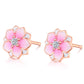 Peach Blossom Epoxy Stud Earrings for Women with Zircon in 925 Sterling Silver