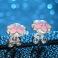 Peach Blossom Epoxy Stud Earrings for Women with Zircon in 925 Sterling Silver