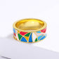 Fashion Jewelry Irregular Geometric Enamel Ring for Women in Gold Color