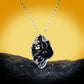 Black Lotus Leaf and Pearl Enamel Pendant Necklaces in 925 Sterling Silver